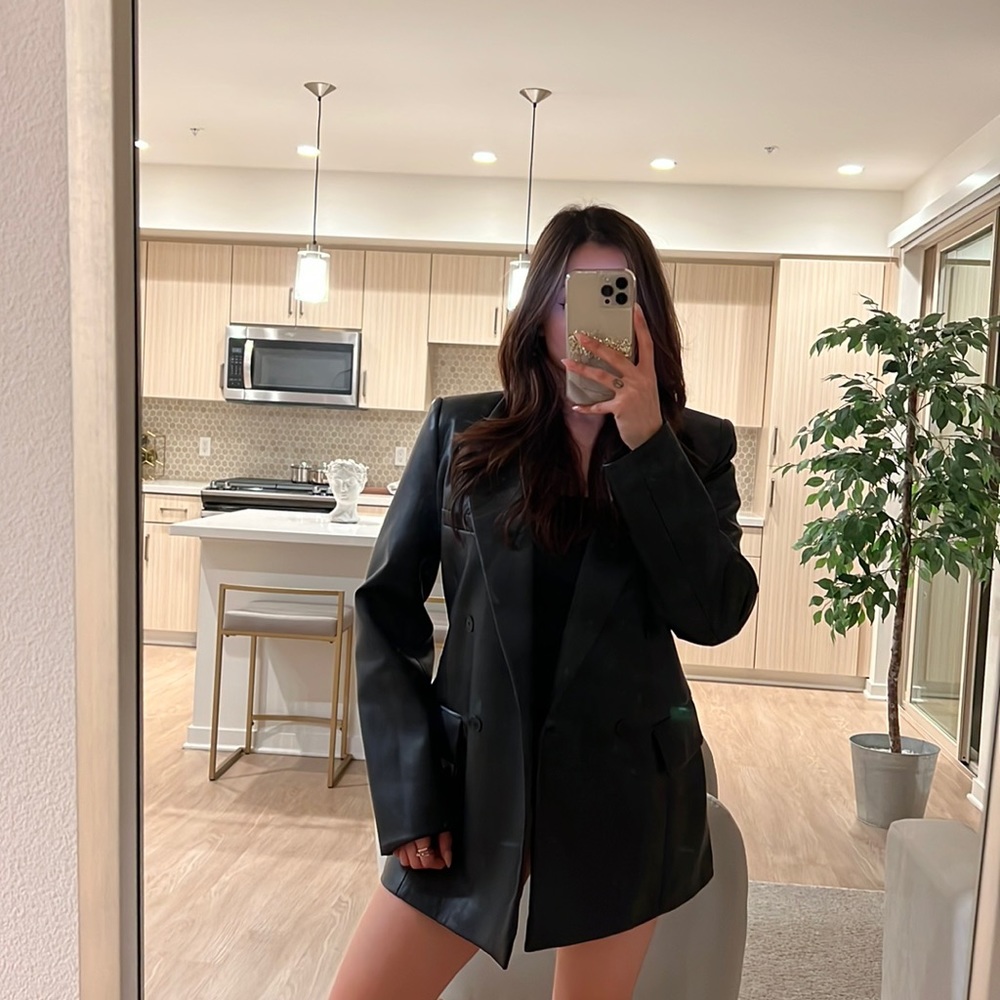 Black leather blazer